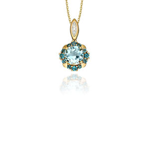 Zawieszka sky blue topaz 0,97ct i brylanty