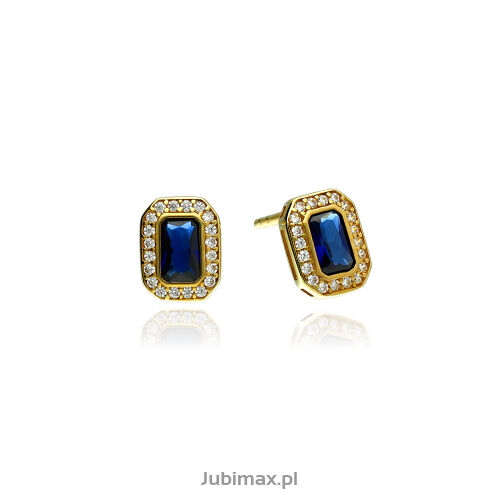 Kolczyki złote pr.333 z cyrkoniami prostokąty