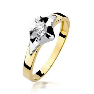 Pierścionek z brylantem W155 0,20ct żółte złoto r16