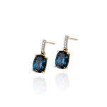 Kolczyki london blue topazy 4,32ct i brylanty