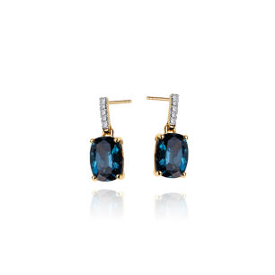 Kolczyki london blue topazy 4,32ct i brylanty