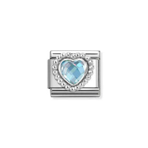 Nomination Link Silver 925 330606-006 Niebieskie serce cyrkonia