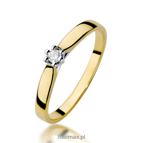 Pierścionek z brylantem W222 0,04ct żółte złoto r14