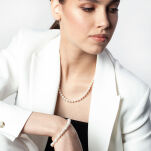 Naszyjnik złoty pr.585 z perłami 45cm - 3