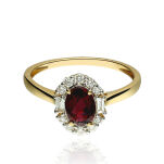 Pierścionek z rodolitem 1,10ct i brylantami r14