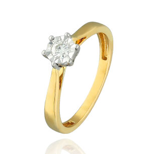Pierścionek z brylantem 0,15ct żółte złoto r12