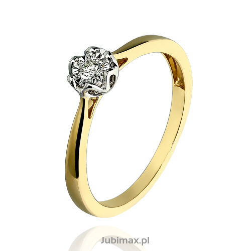 Pierścionek z brylantem A216 0,10ct żółte złoto r13