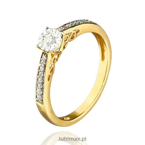 Pierścionek z brylantami 0,22ct żółte złoto r13