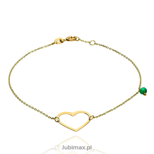 Bransoletka złota pr.333 z cyrkonią serce 18cm
