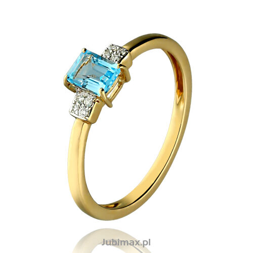 Pierścionek z topazem 0,65ct i brylantami r15
