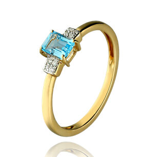 Pierścionek z topazem 0,65ct i brylantami r15
