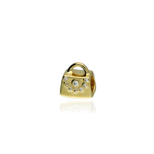 Zawieszka złota pr.585 z cyrkoniami charms torebka