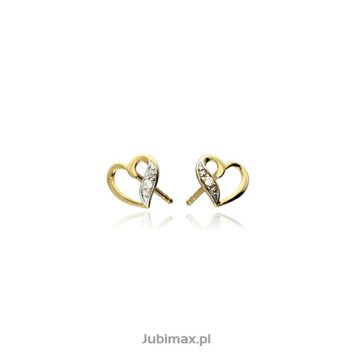 Kolczyki z brylantami 0,01ct serca