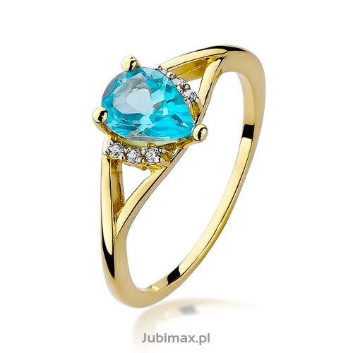 Pierścionek z topazem W099 0,90ct żółte złoto r17