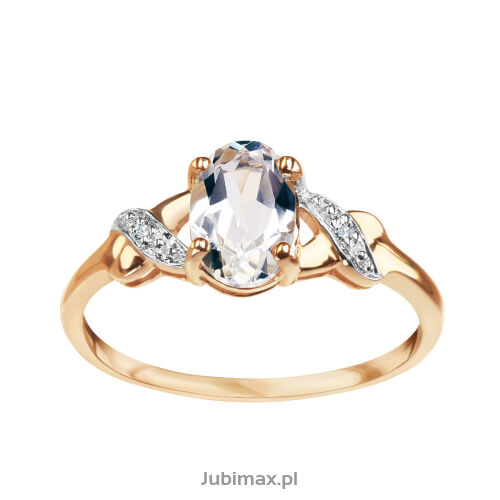 Pierścionek brylanty i topaz biały 0,80ct r14