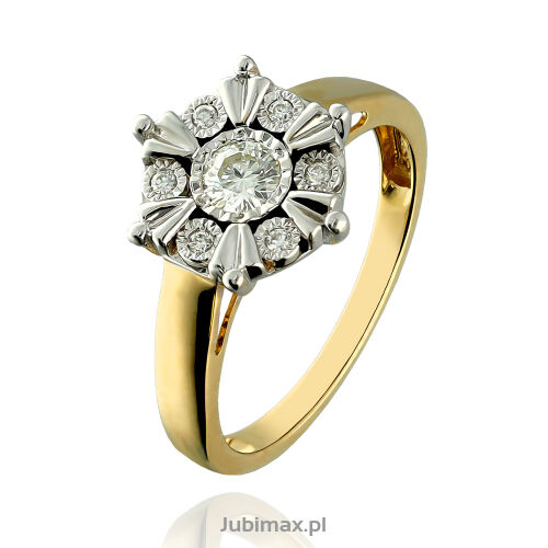 Pierścionek z brylantami A348 0,25ct żółte złoto r14