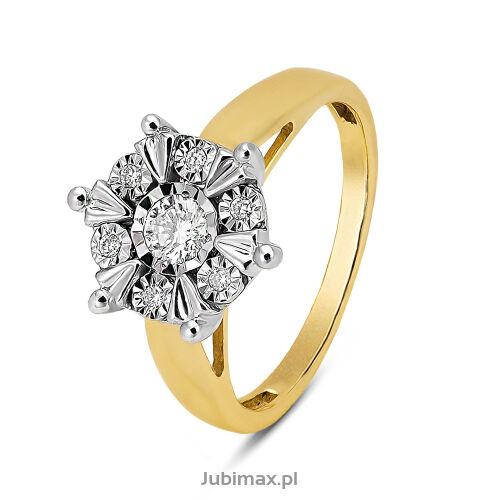 Pierścionek z brylantami A348 0,25ct żółte złoto r14