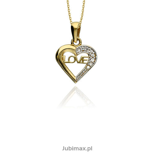 Zawieszka złota pr.585 z cyrkoniami serce love