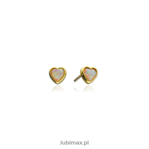 Kolczyki złote pr.333 z opalami serca