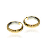 Kolczyki złote pr.585 koła młotkowane z białym złotem