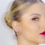 Kolczyki złote pr.585 koła młotkowane z białym złotem - 3