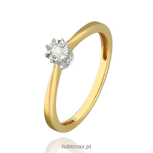 Pierścionek z brylantami 0,12ct żółte złoto r10