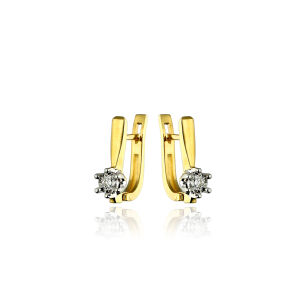 Kolczyki z brylantami 0,12ct żółte złoto