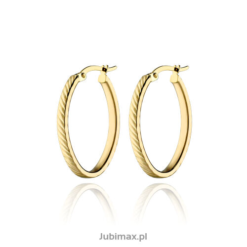 Kolczyki złote pr.375 owalne ryflowane