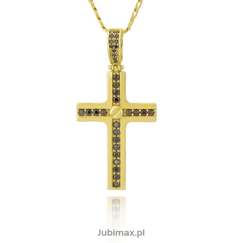 Krzyżyk złoty pr.585 z cyrkoniami