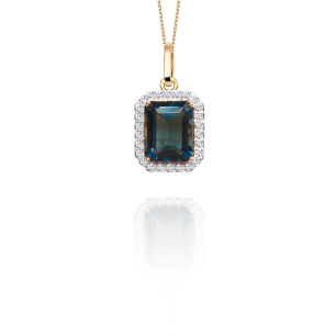 Zawieszka z london blue topazem 3,65ct i topazami