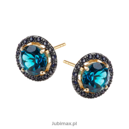 Kolczyki topaz london blue 3,20ct i szafiry