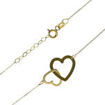 Naszyjnik złoty pr.585 dwa serca 45cm