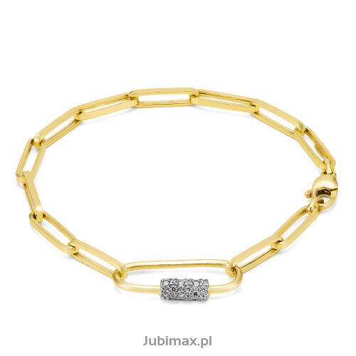 Bransoletka złota pr.585 z cyrkoniami łańcuch