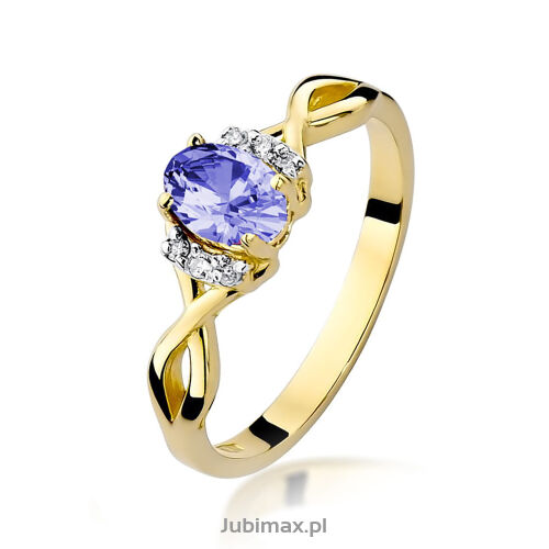 Pierścionek z tanzanitem W019 0,40ct żółte złoto