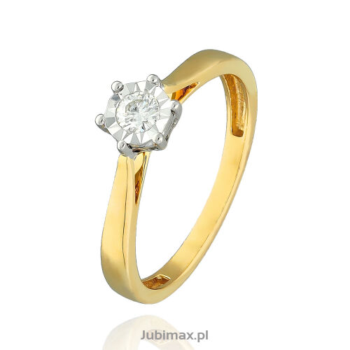 Pierścionek z brylantem A208 0,15ct żółte złoto r15