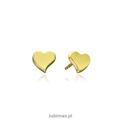 Kolczyki złote pr.375 serca gładkie