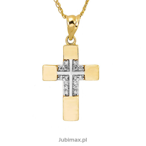 Krzyżyk złoty pr.585 z cyrkoniami