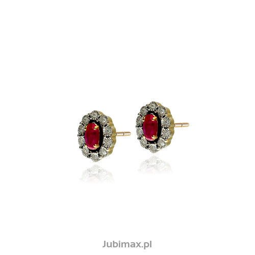 Kolczyki z rubinami 0,70ct i brylantami