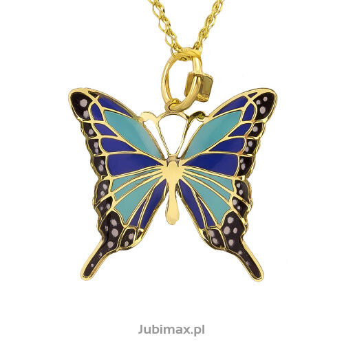 Zawieszka złota pr.585 emalia motyl