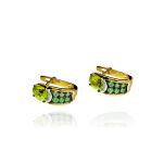 Kolczyki z peridotami 1,71ct granaty i brylanty