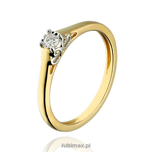 Pierścionek z brylantem 0,05ct żółte złoto r10