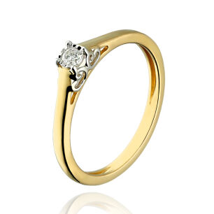 Pierścionek z brylantem 0,05ct żółte złoto r10