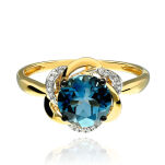 Pierścionek london blue topaz 2,30ct i brylanty r16