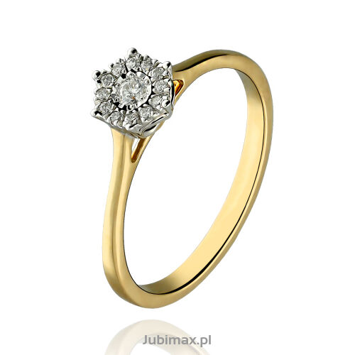 Pierścionek z brylantami 0,15ct żółte złoto r15