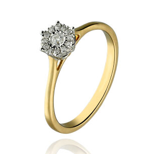Pierścionek z brylantami 0,15ct żółte złoto r15