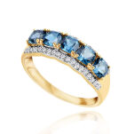 Pierścionek london blue topazy 1,65ct i brylanty r14