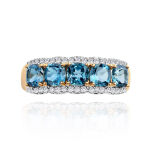 Pierścionek london blue topazy 1,65ct i brylanty r14