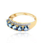 Pierścionek london blue topazy 1,65ct i brylanty r14