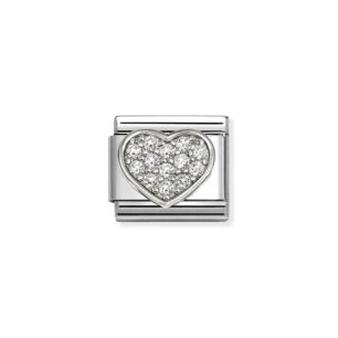 Nomination Link Silver 925 330322-24 Serce białe cyrkonie
