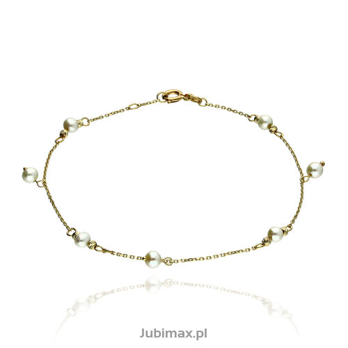 Bransoletka złota pr.333 z perłami 19cm